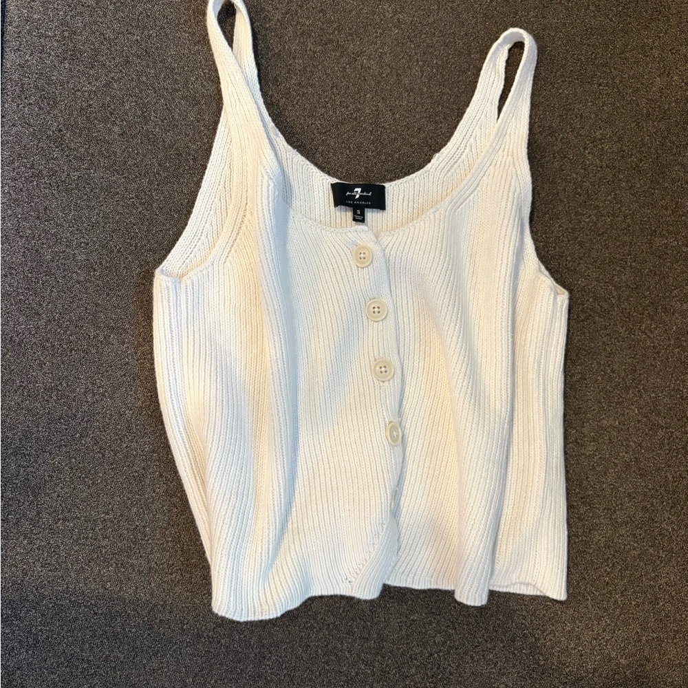 7 For All Mankind Ivory Button-Up Tank Top